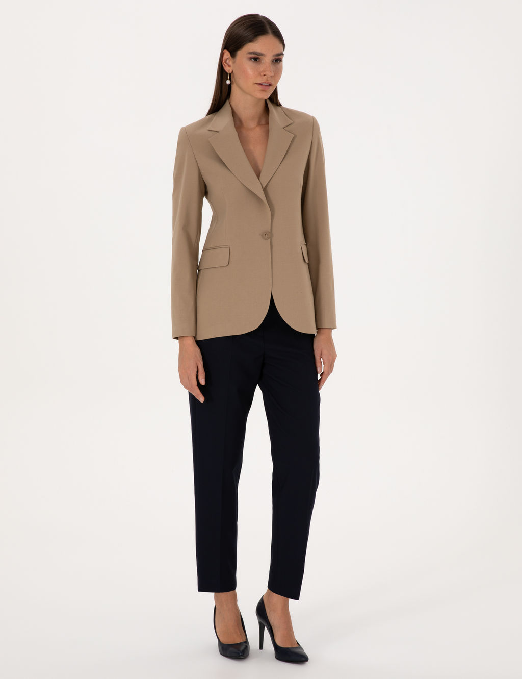 Bej Slim Fit Ceket
