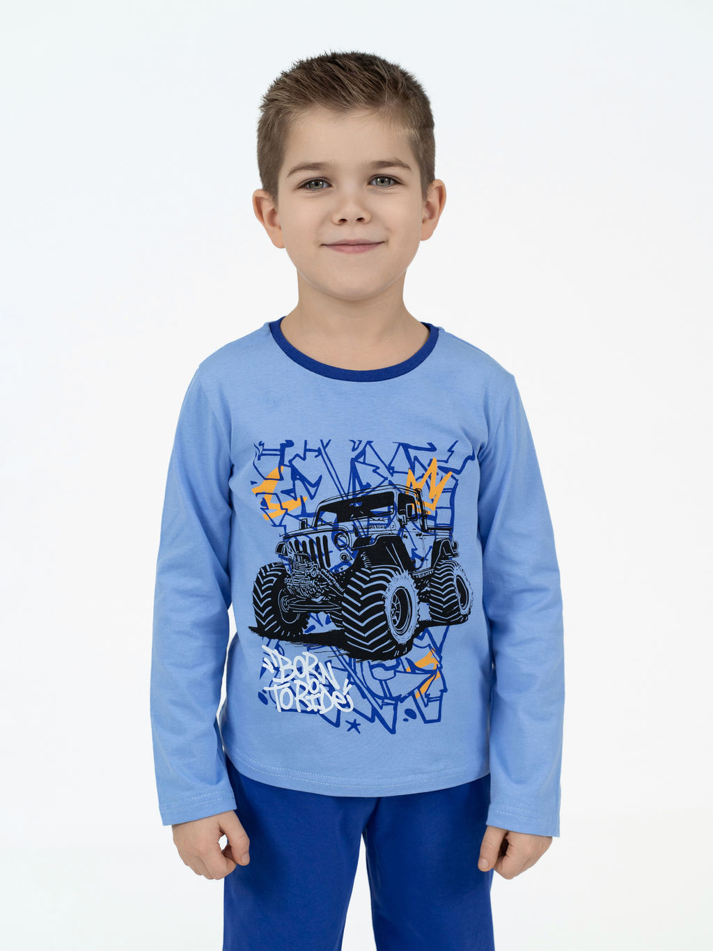 Пижама детская  темно-голубая джип ПЖ-1810 (98-104)