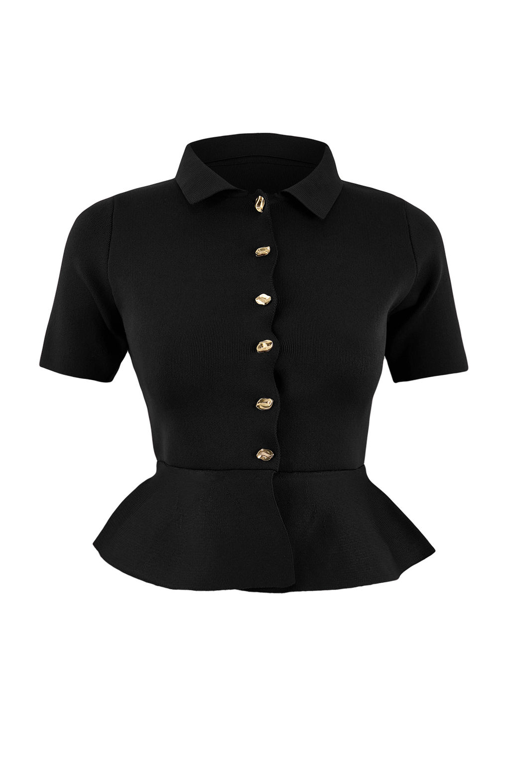 Siyah Peplum/Belden Oturmal? Dugme Detayl? Bluz TWOSS26BZ00158