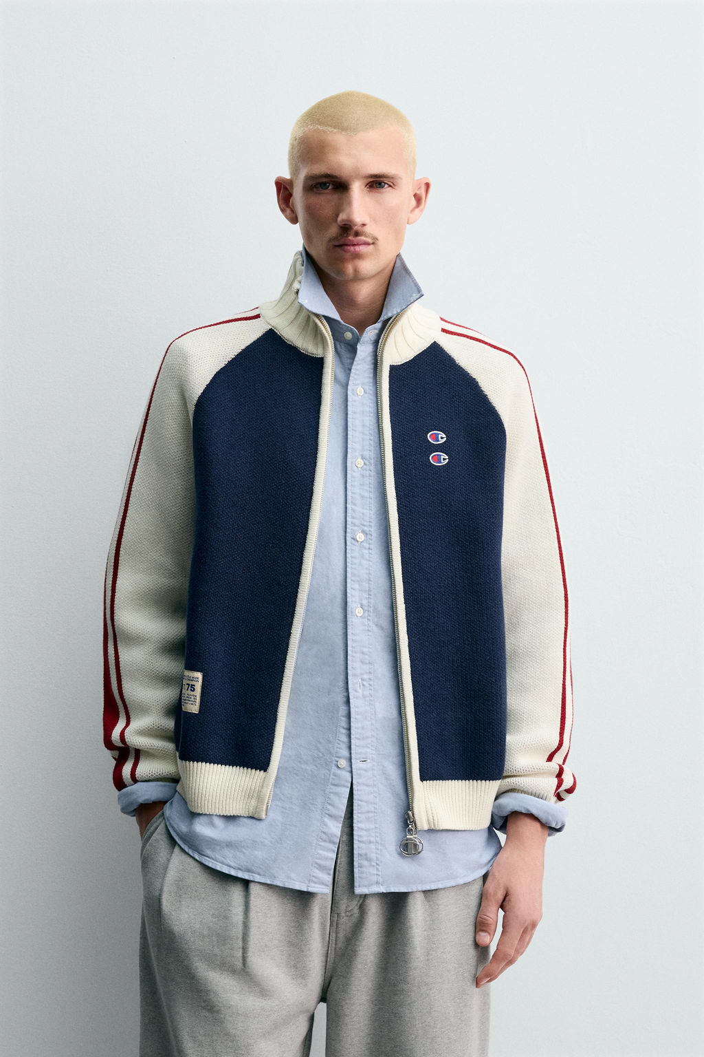 CHAMPION ® X ZARA COLOUR BLOCK STRIPE CARDIGAN  фото 2