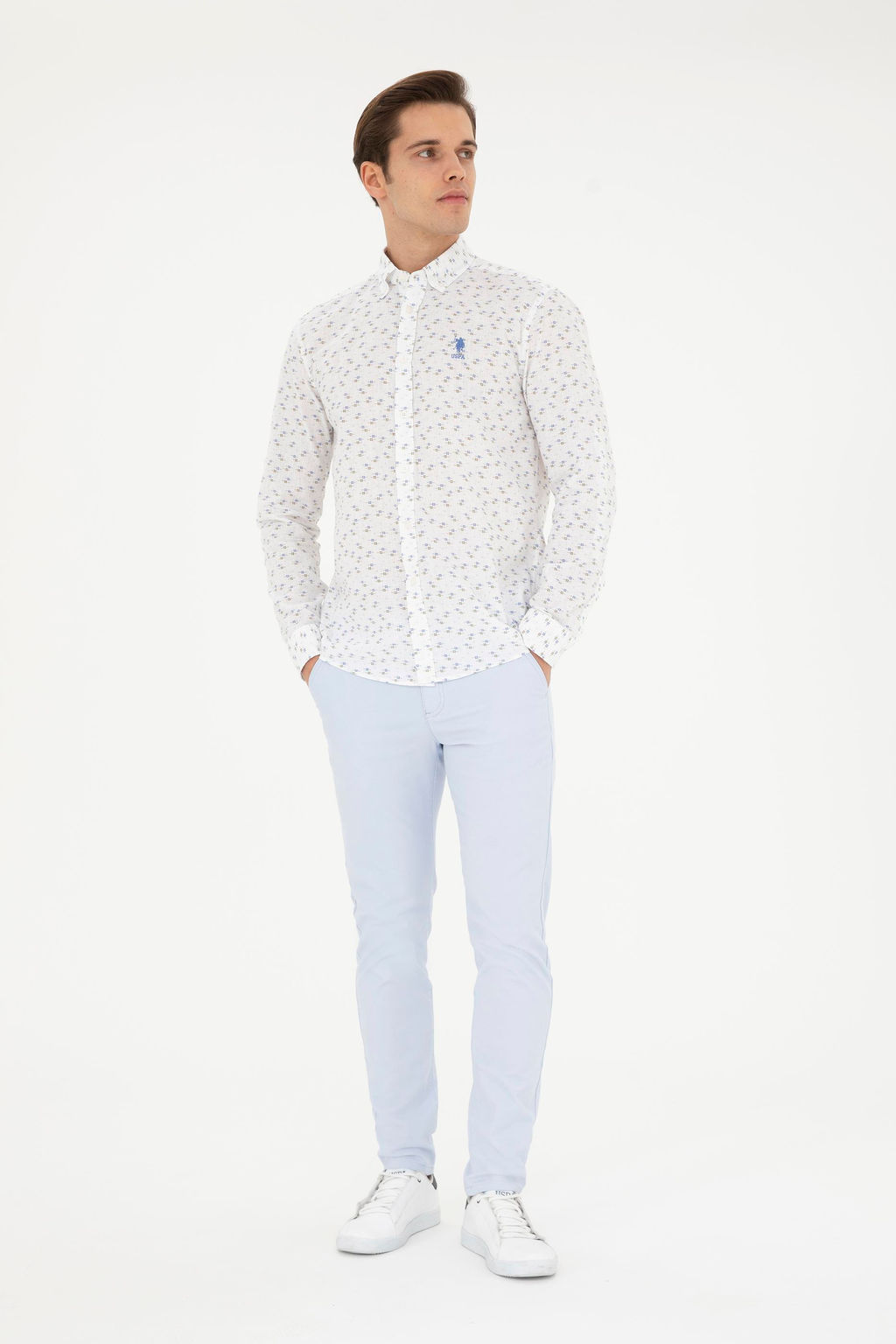 Мужские светло -голубые холст / брюки Chino Сюрприз в корзине - U.s. polo assn фото 3