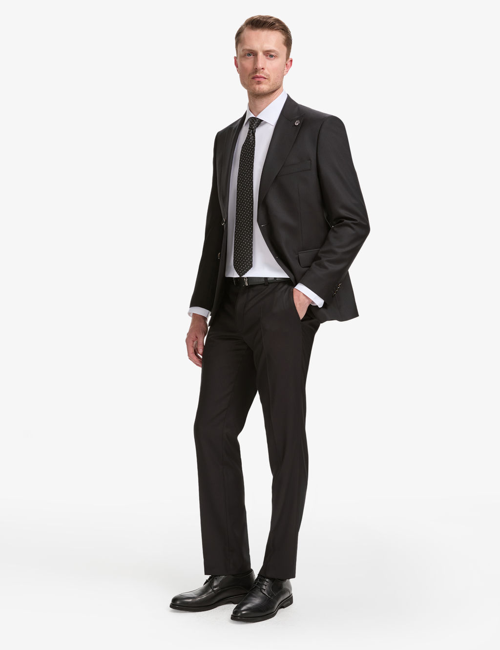 Siyah Slim Fit %100 Y_n Tak_m Elbise