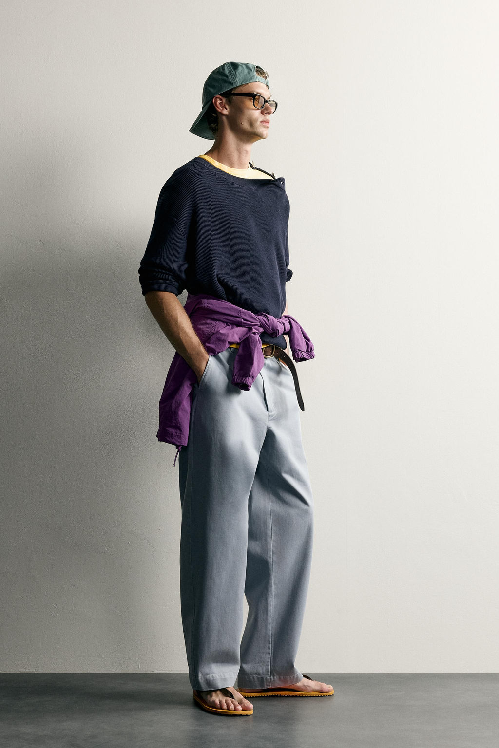 PANTAL?N CHINO LAVADO RELAXED FIT / Celeste lavado - Zara фото 4