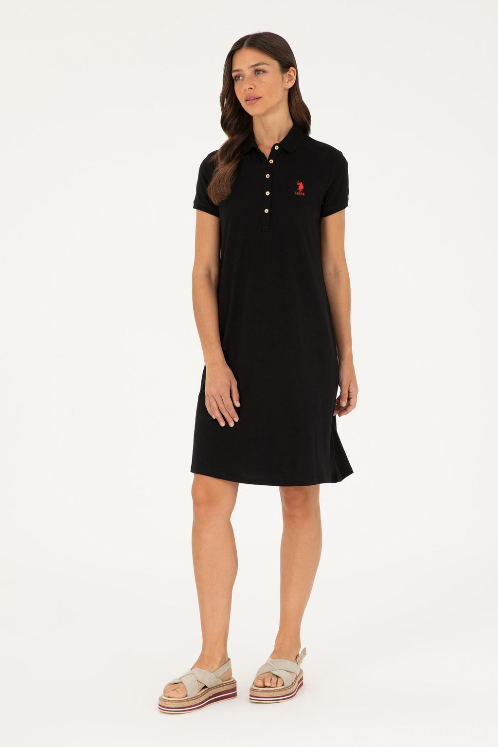 Женское черное трикотажное платье - U.s. polo assn фото 3