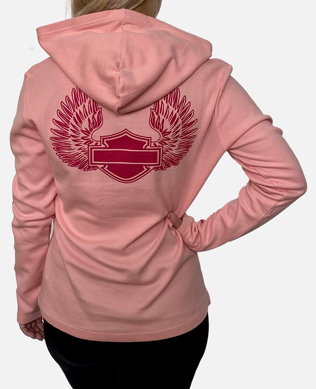 Розовая женская кофта Harley-Davidson  легкая мешковатость на 5+ вписывается во все современные стили одежды №1126