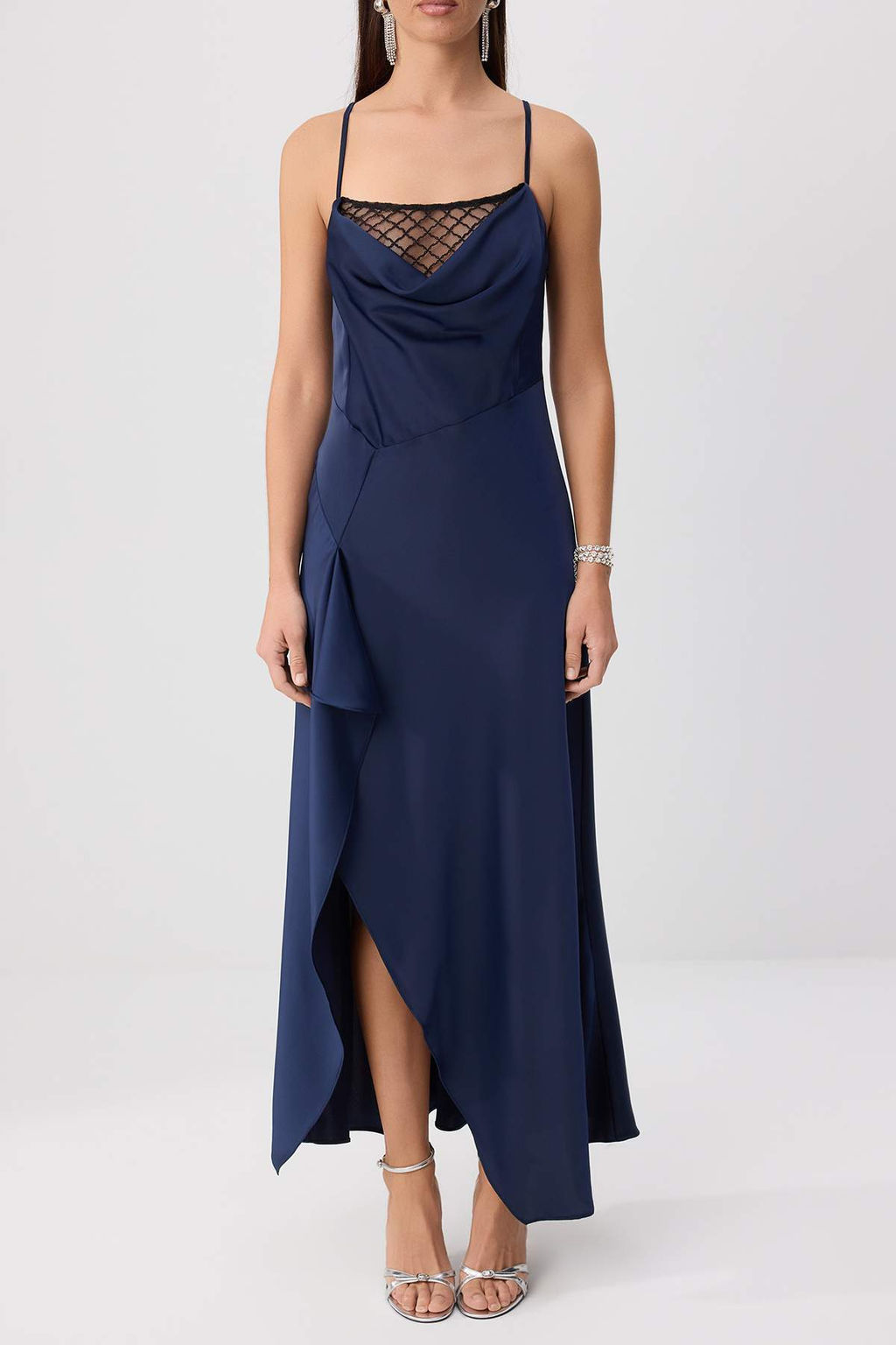 Lacivert Degaje Yaka Slip Maxi Elbise TPRSS26EL00035 - Trendyolmilla фото 4
