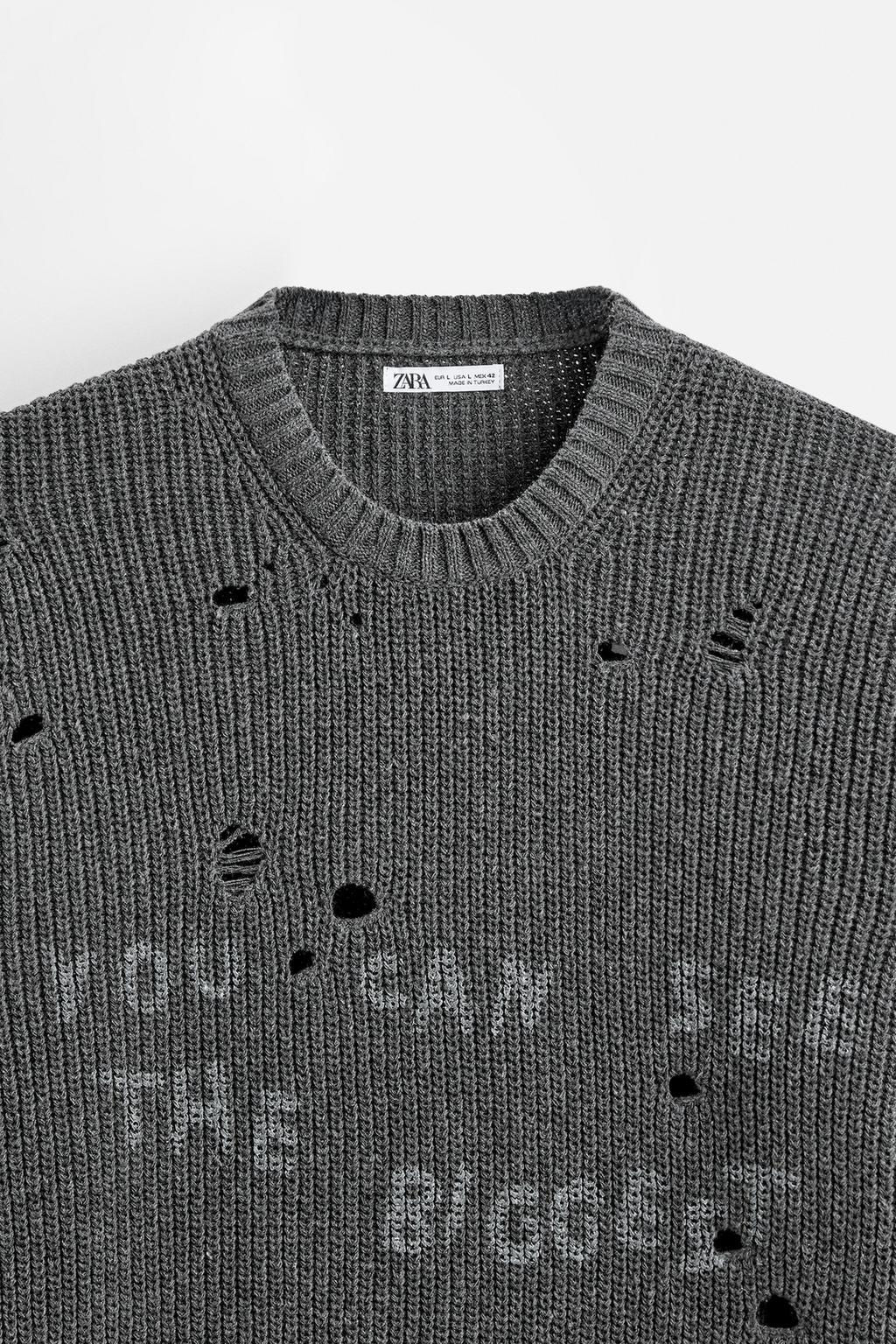PRINTED RIPPED EFFECT SWEATER - Zara фото 9