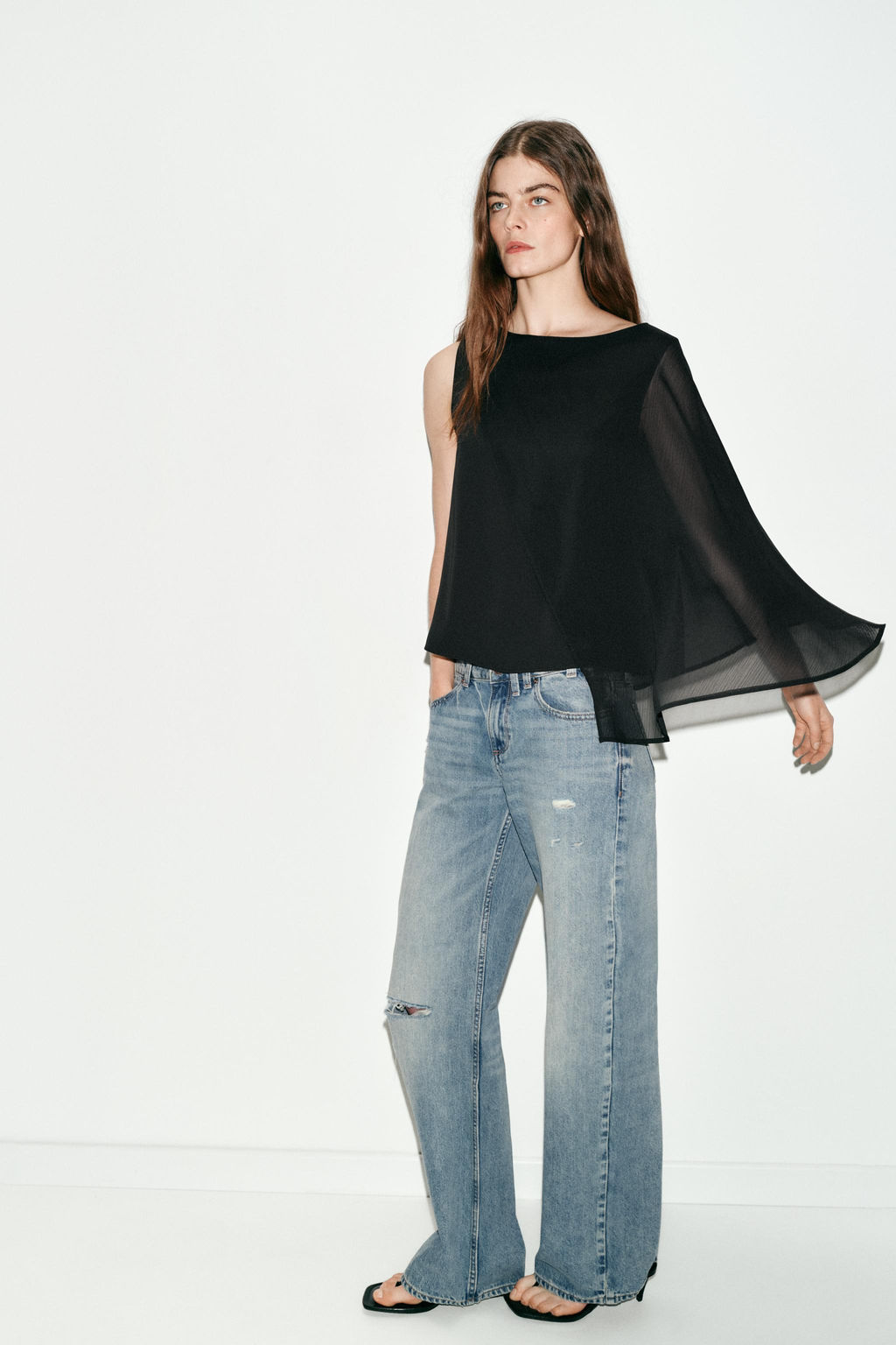 BLUSA COMBINADA CAPA / Negro - Zara фото 3