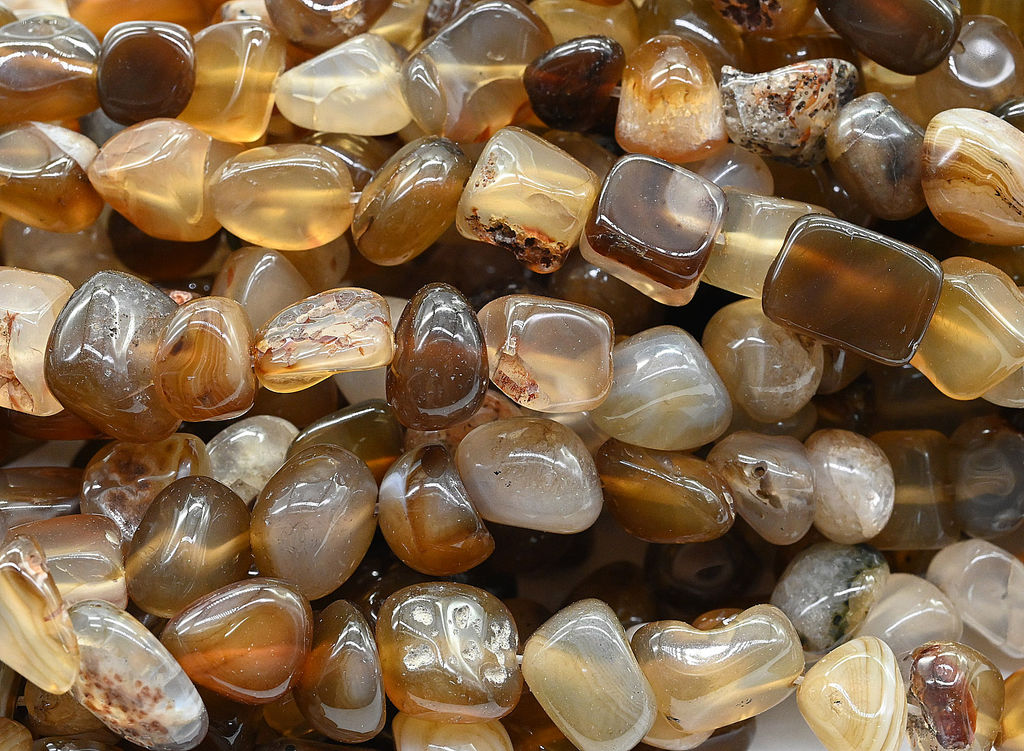 Бусины из агата кофейного галтовка 10*6мм, 37см, 45 бусин Радуга камня