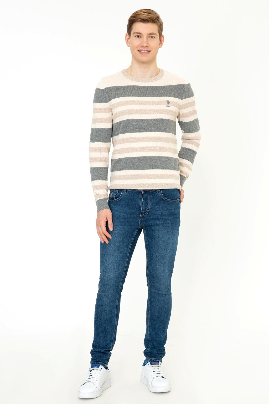 Мужской серый меланжевый свитер Неожиданная скидка в корзине - U.s. polo assn фото 5