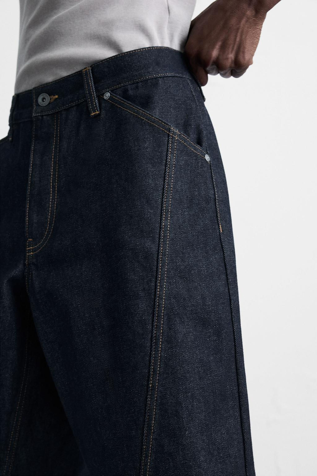 BAGGY FIT DENIM BERMUDA SHORTS WITH STITCHING - Zara фото 5