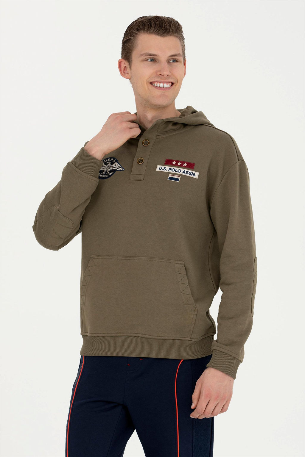 Мужской свитшот цвета хаки - U.s. polo assn фото 7
