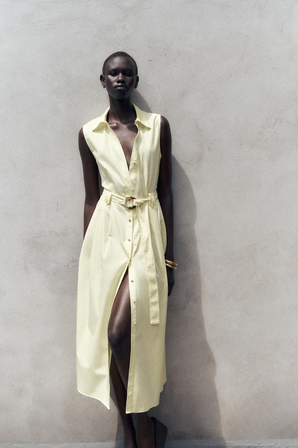 POPLIN MIDI DRESS WITH BELT - Zara фото 2