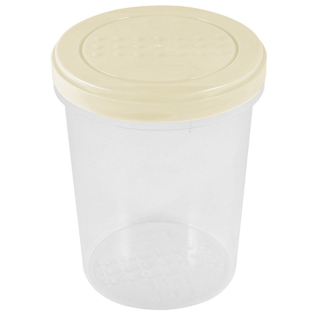 Банка пластмассовая "Asti" 1л, д11,5см, h14,7см, с завинчивающейся крышкой, светло-бежевый (Россия)