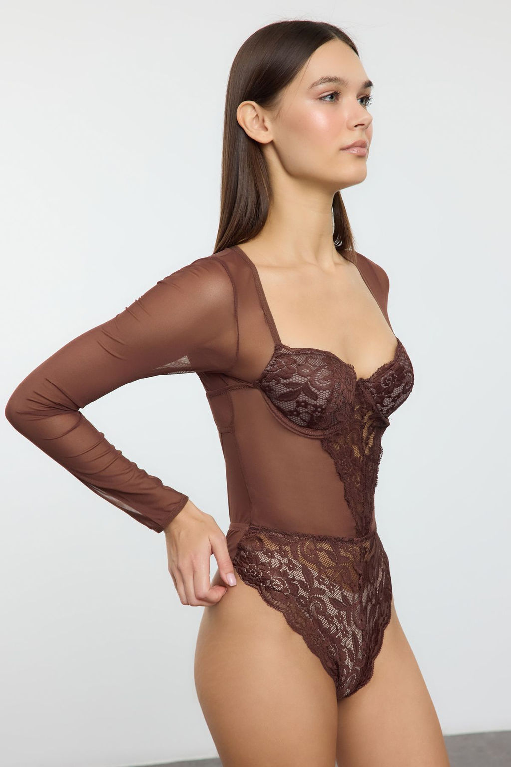 TRENDYOLMILLA Siyah Dantelli Cut Out/Pencere Detayl? Kapl? Orme Body THMAW25BD00003 фото 9