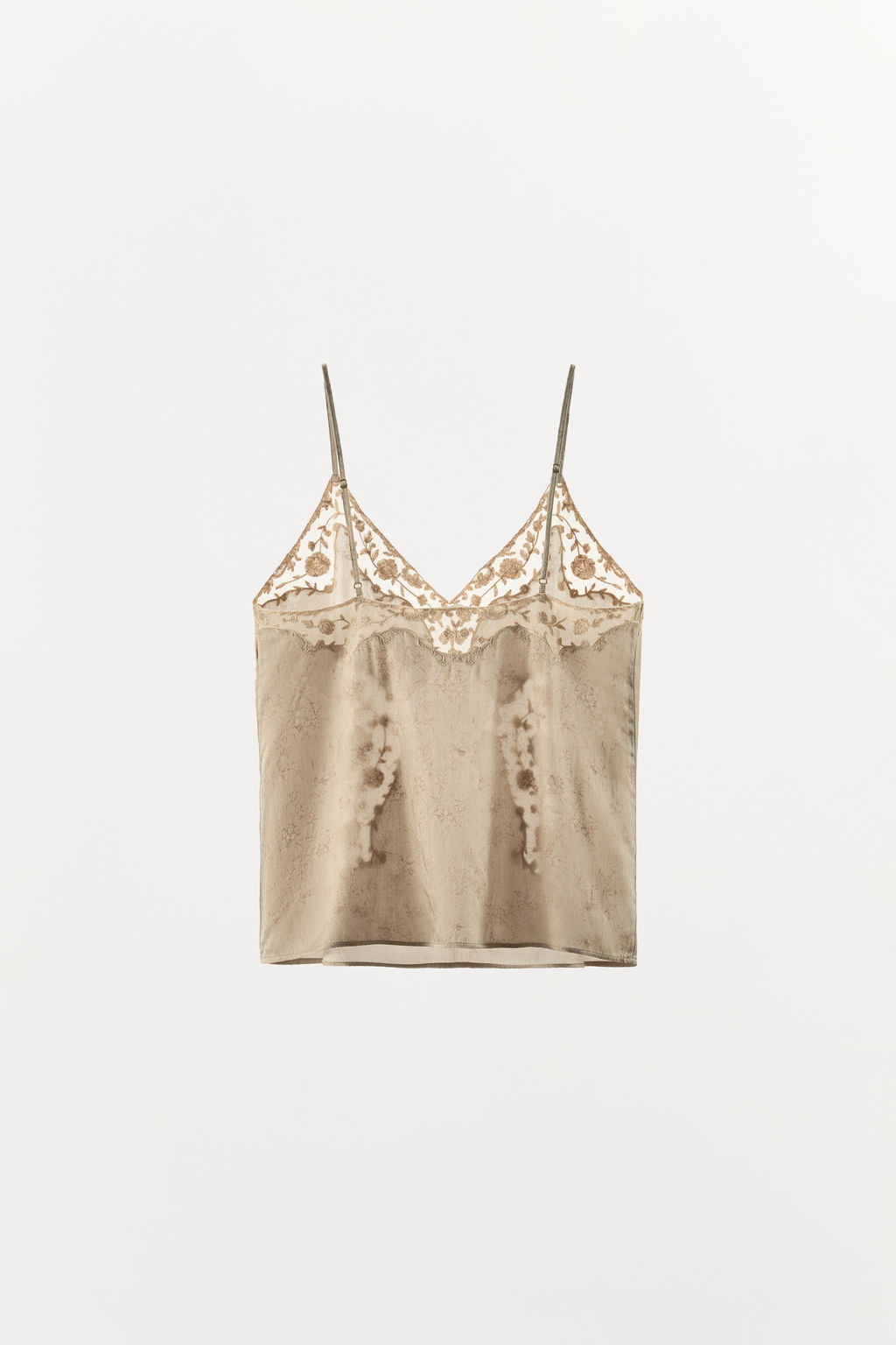 TOP LENCERO BORDADOS ZW COLLECTION / Gris / Beige