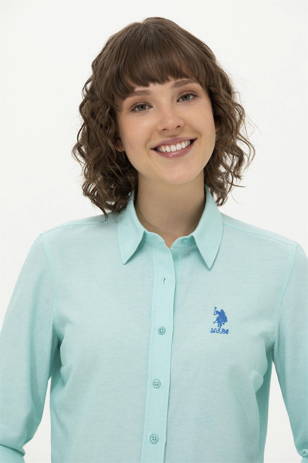 U. S. Polo Assn Женская мятная базовая рубашка с длинным рукавом - U.s. polo assn фото 9
