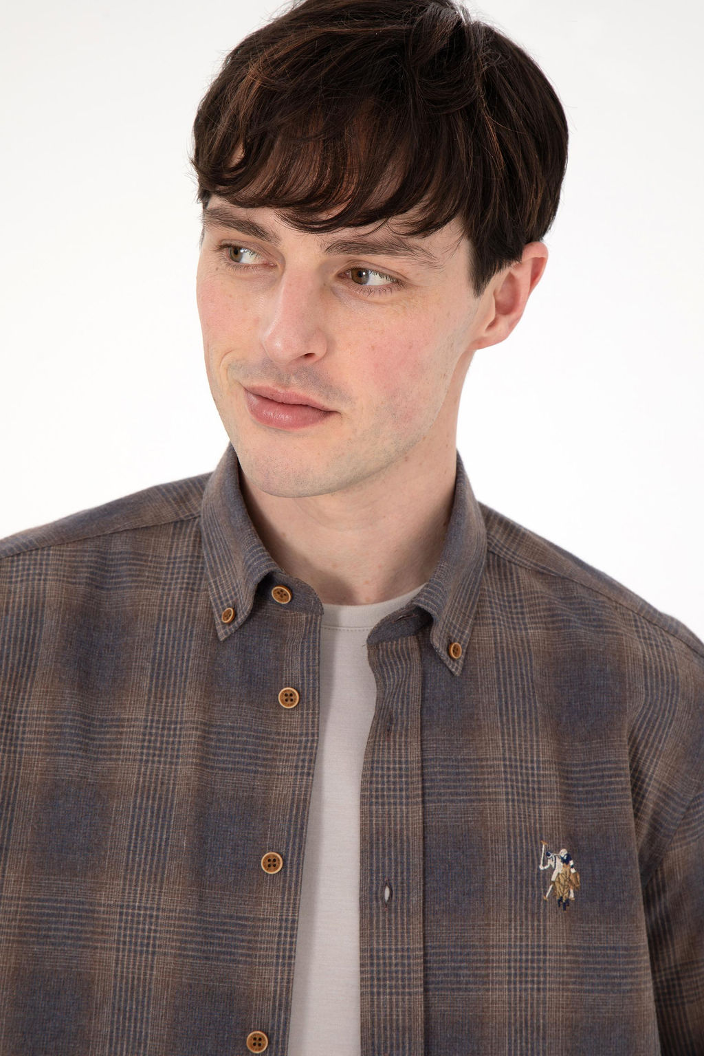 Мужская коричневая рубашка с длинным рукавом Неожиданная скидка в корзине - U.s. polo assn фото 2