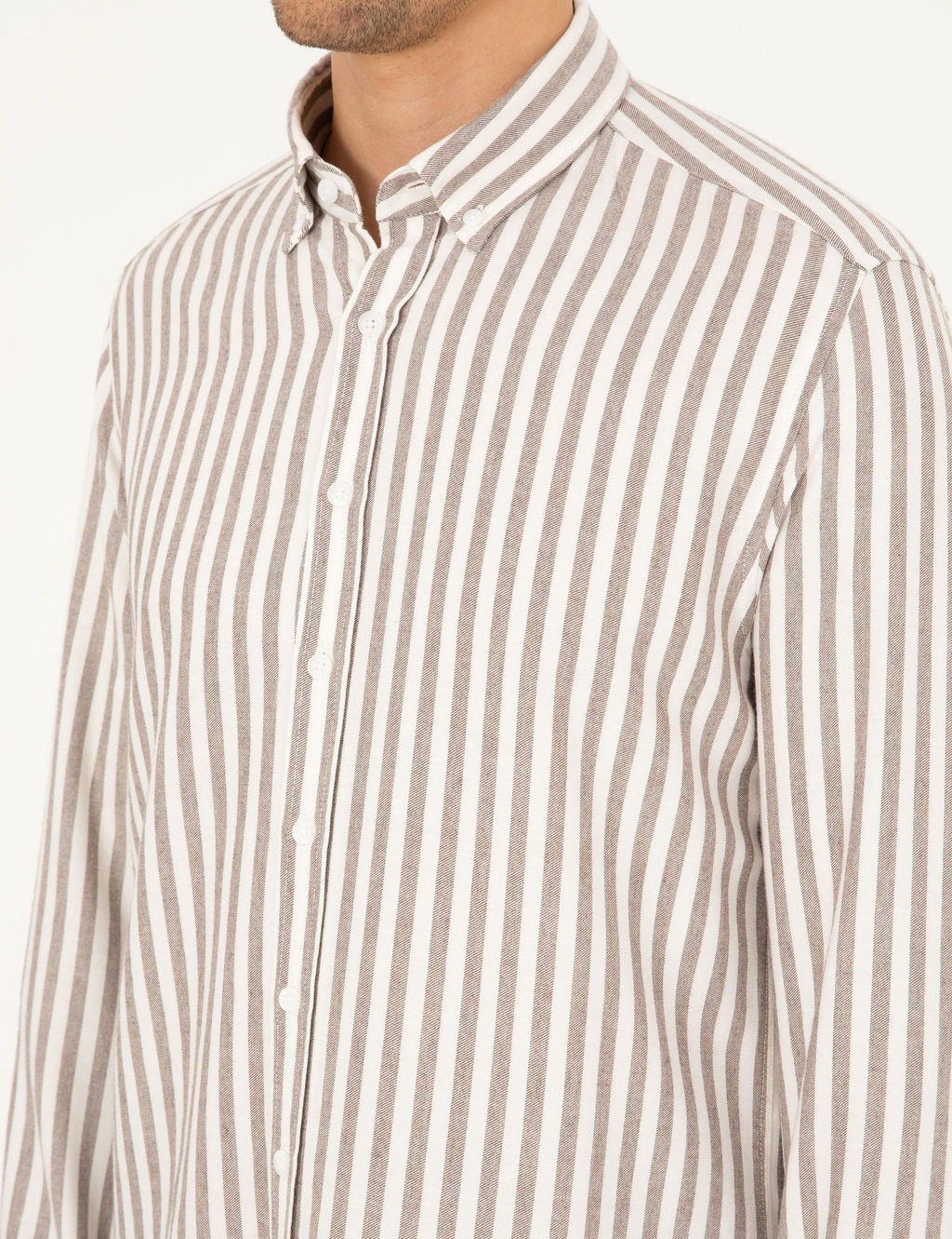Kahverengi Regular Fit _izgili Uzun Kollu G_mlek - Pierre cardin фото 7