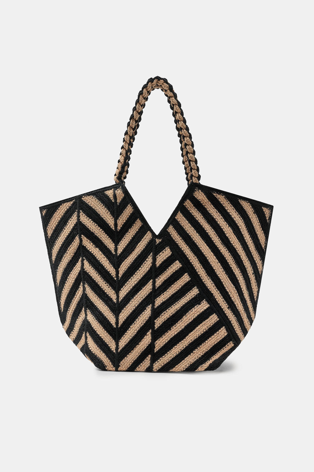 BOLSO RAYAS YUTE 100% / Tostado - Zara фото 3