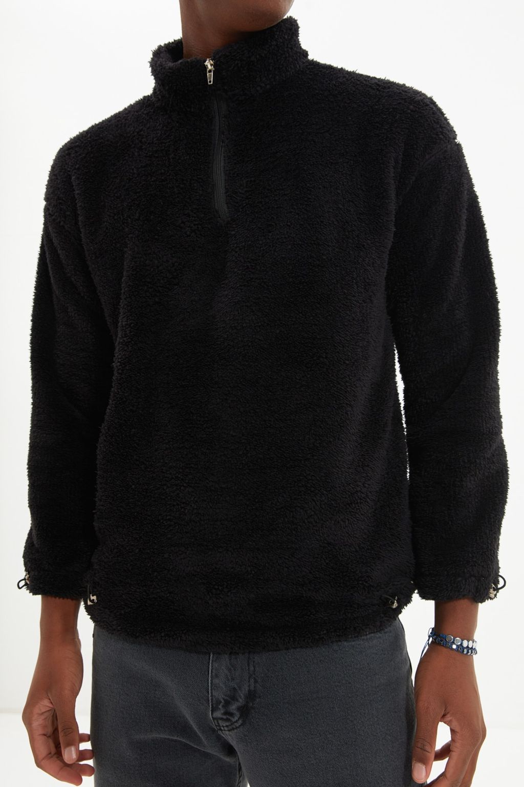 TRENDYOL MAN Bej Regular/Normal Kesim Stoperli Kal?n Polar/Pelus Sweatshirt TMNAW22SW0618 - Trendyolmilla фото 8