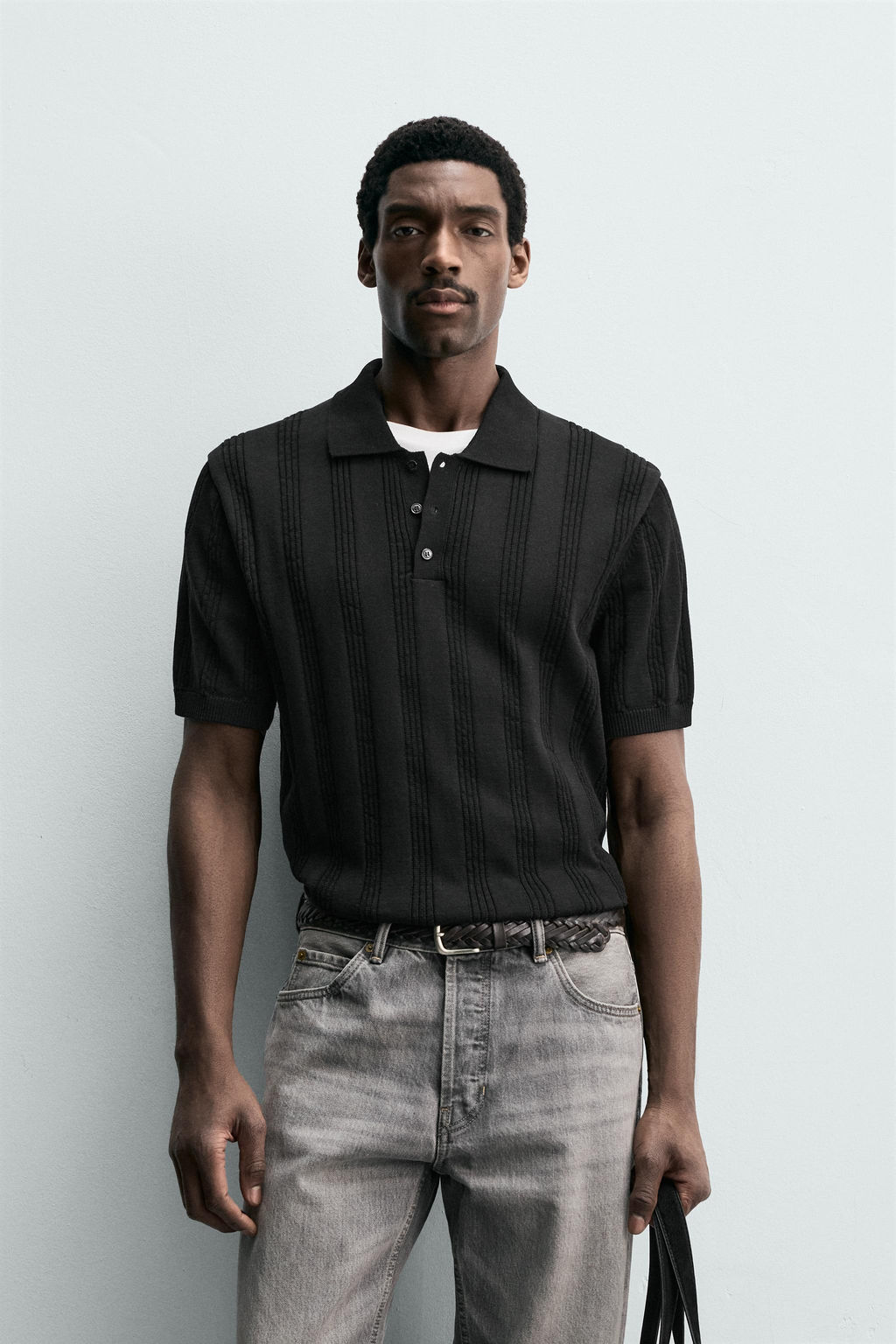 POLO PUNTO REGULAR FIT ESTRUCTURA / Negro - Zara фото 2