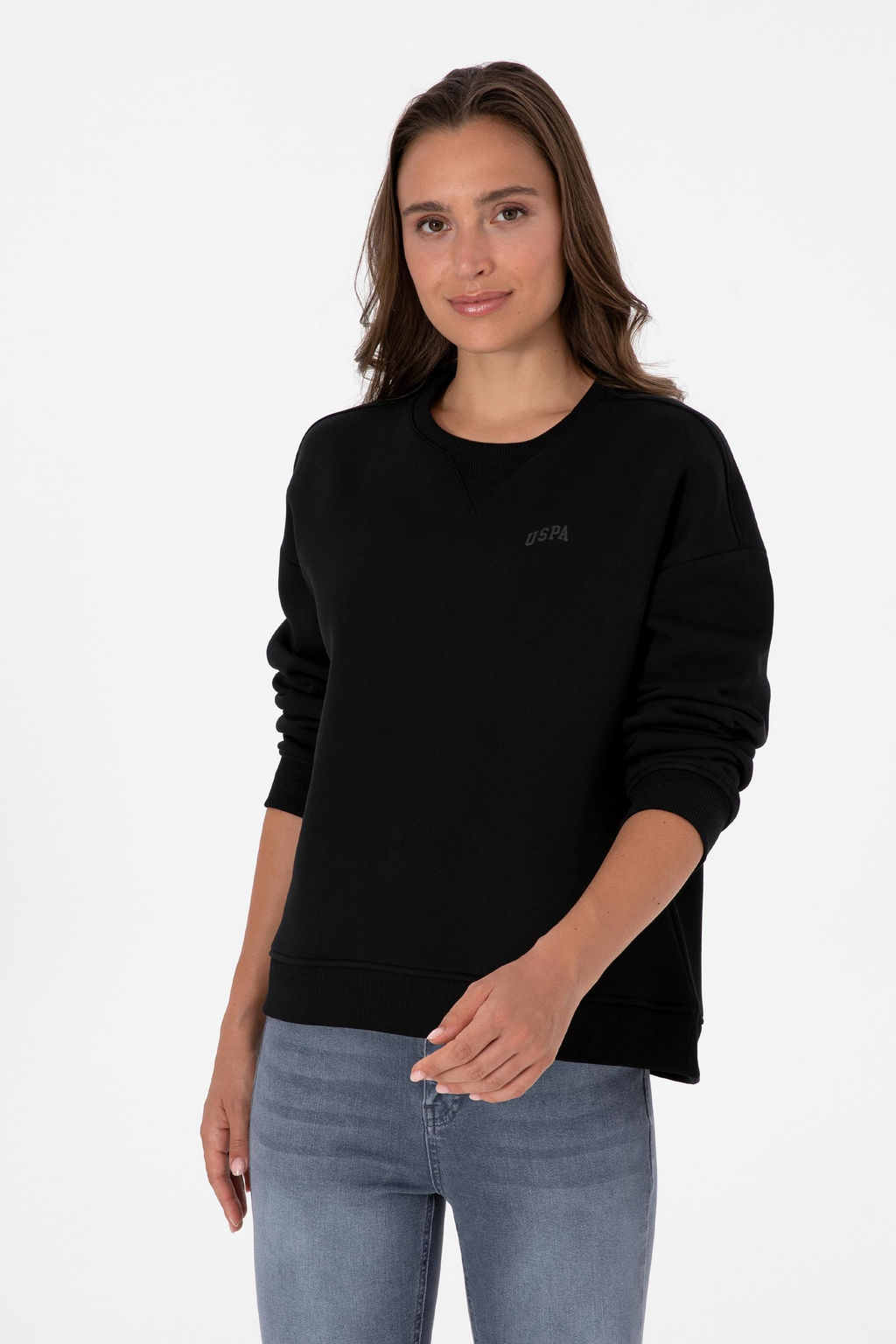 Kad_n Siyah _ardonlu Bisiklet Yaka Basic Sweatsh_rt Sepette S_rpriz _ndirim - U.s. polo assn фото 3