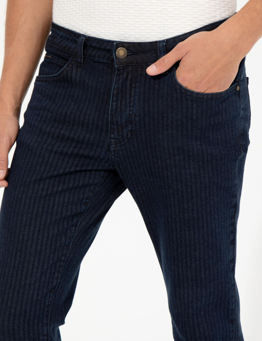 Lacivert Slim Fit Jean Pantolon