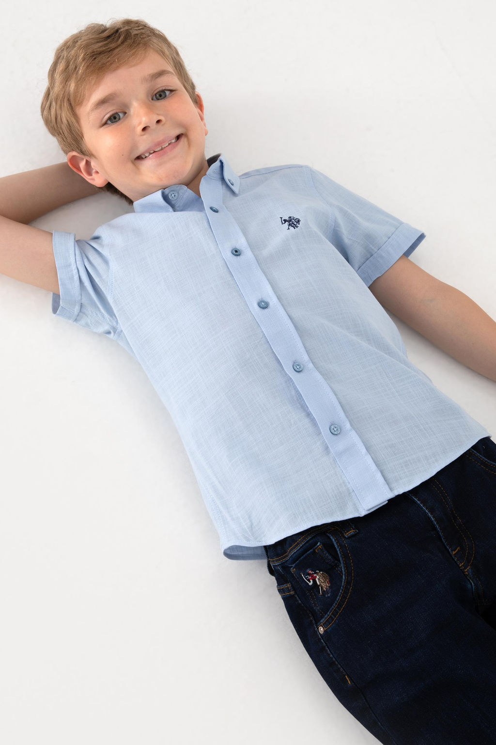 Erkek _ocuk A__k Mavi K_sa Kollu G_mlek Sepette S_rpriz _ndirim - U.s. polo assn фото 3