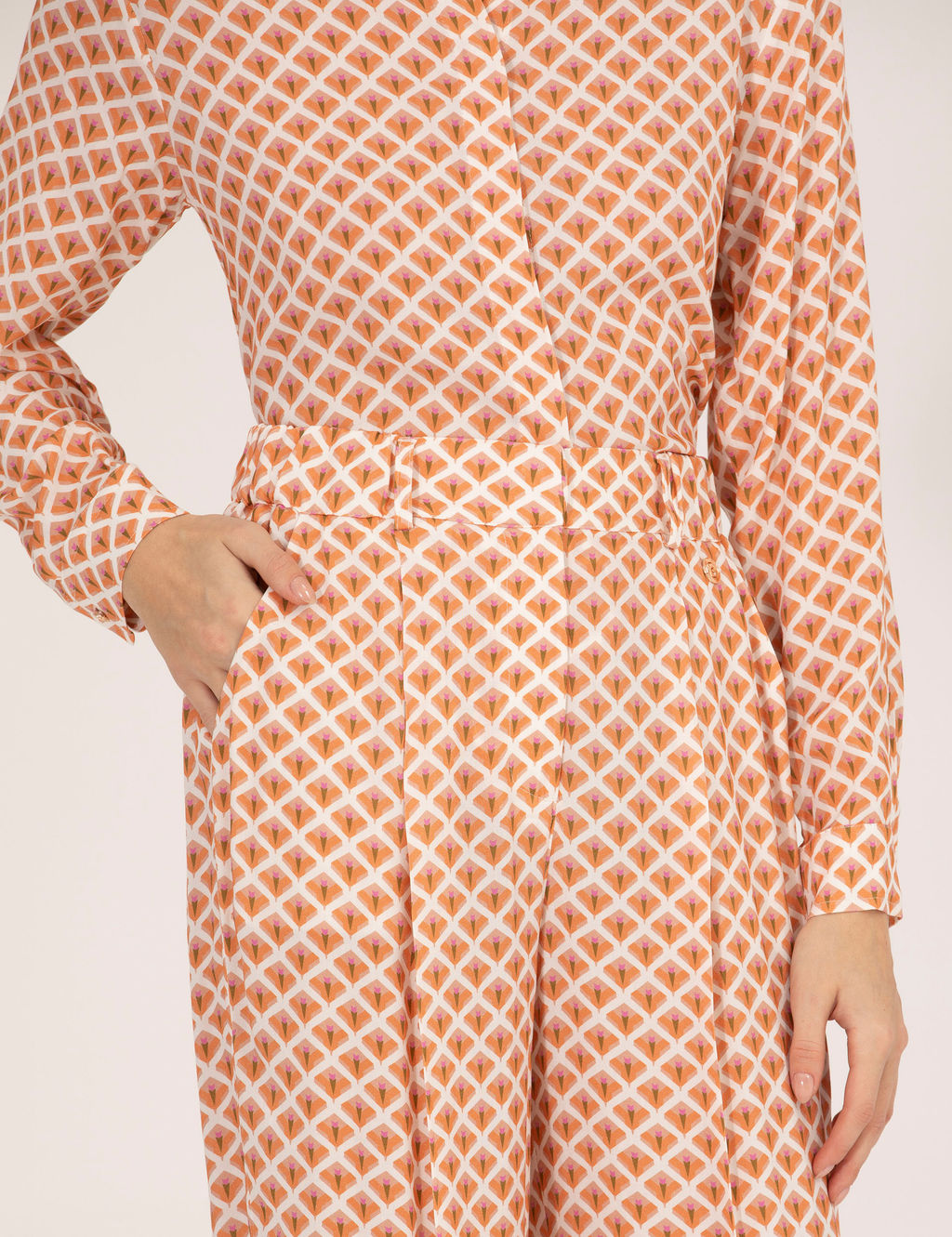 Turuncu Y_ksek Bel Loose Fit Pantolon