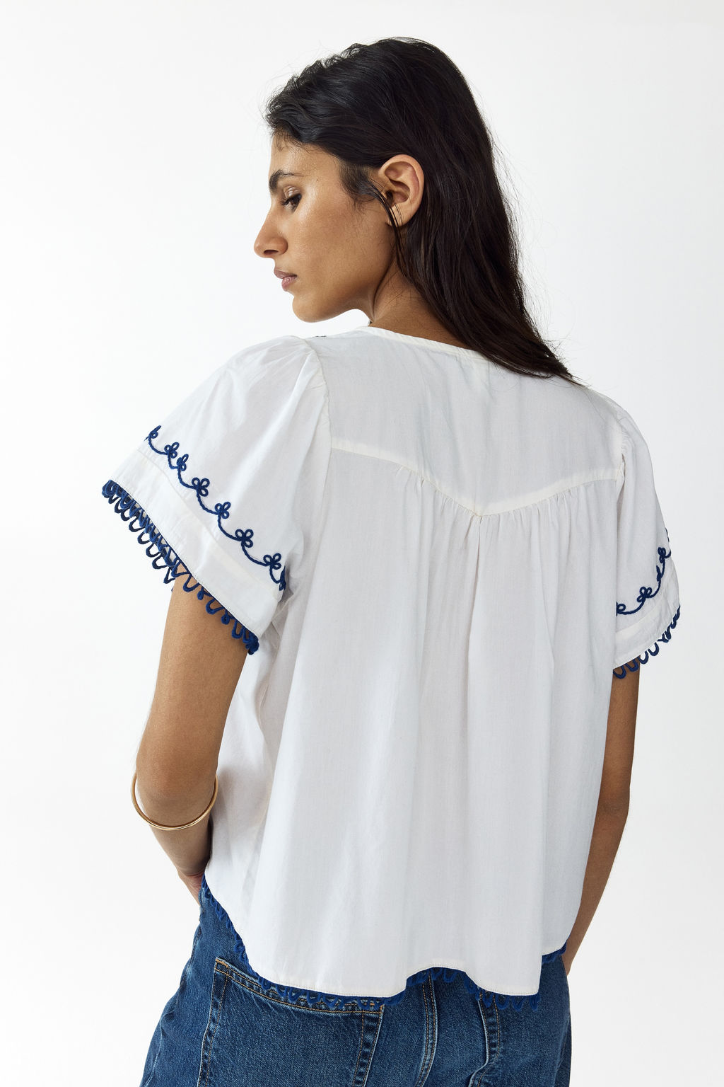 Embroidered cotton blouse - H&m фото 5