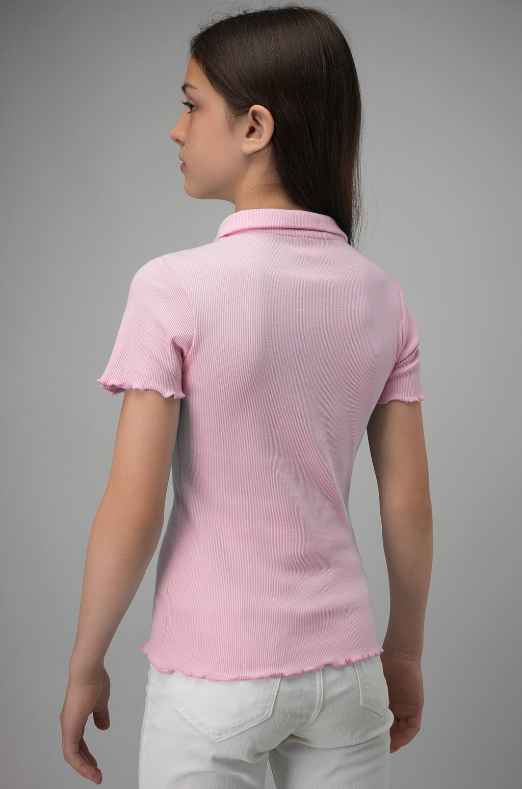 Блузка-поло в рубчик для девочки Happyfox