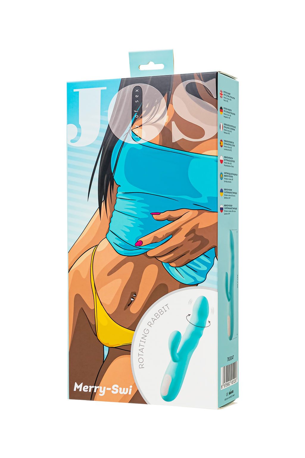 Вибратор-ротатор с клиторальной стимуляцией JOS MERRY-SWI, силикон, голубой, 20,7 см  фото 10