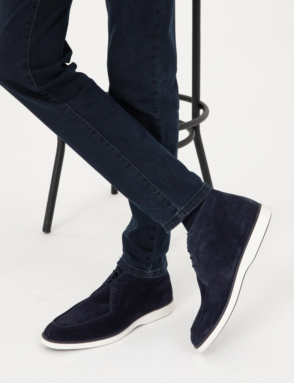 Lacivert %100 Deri Casual Ayakkab_