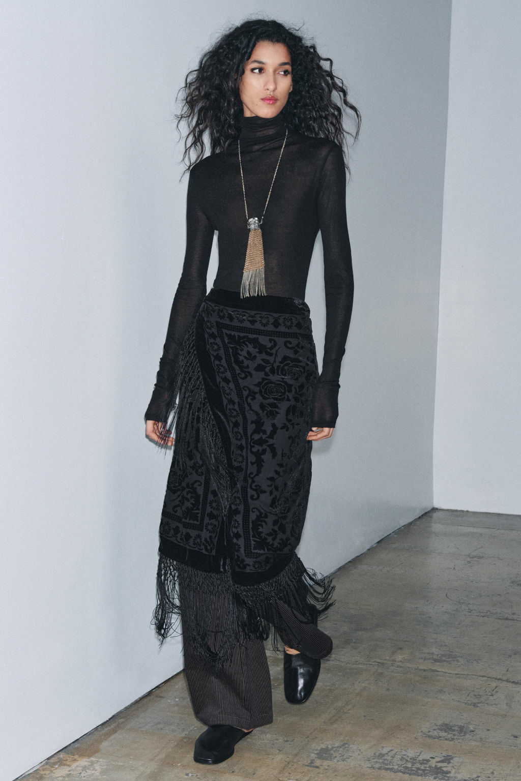 ZW COLLECTION LIMITED EDITION VELVET FRINGED SKIRT