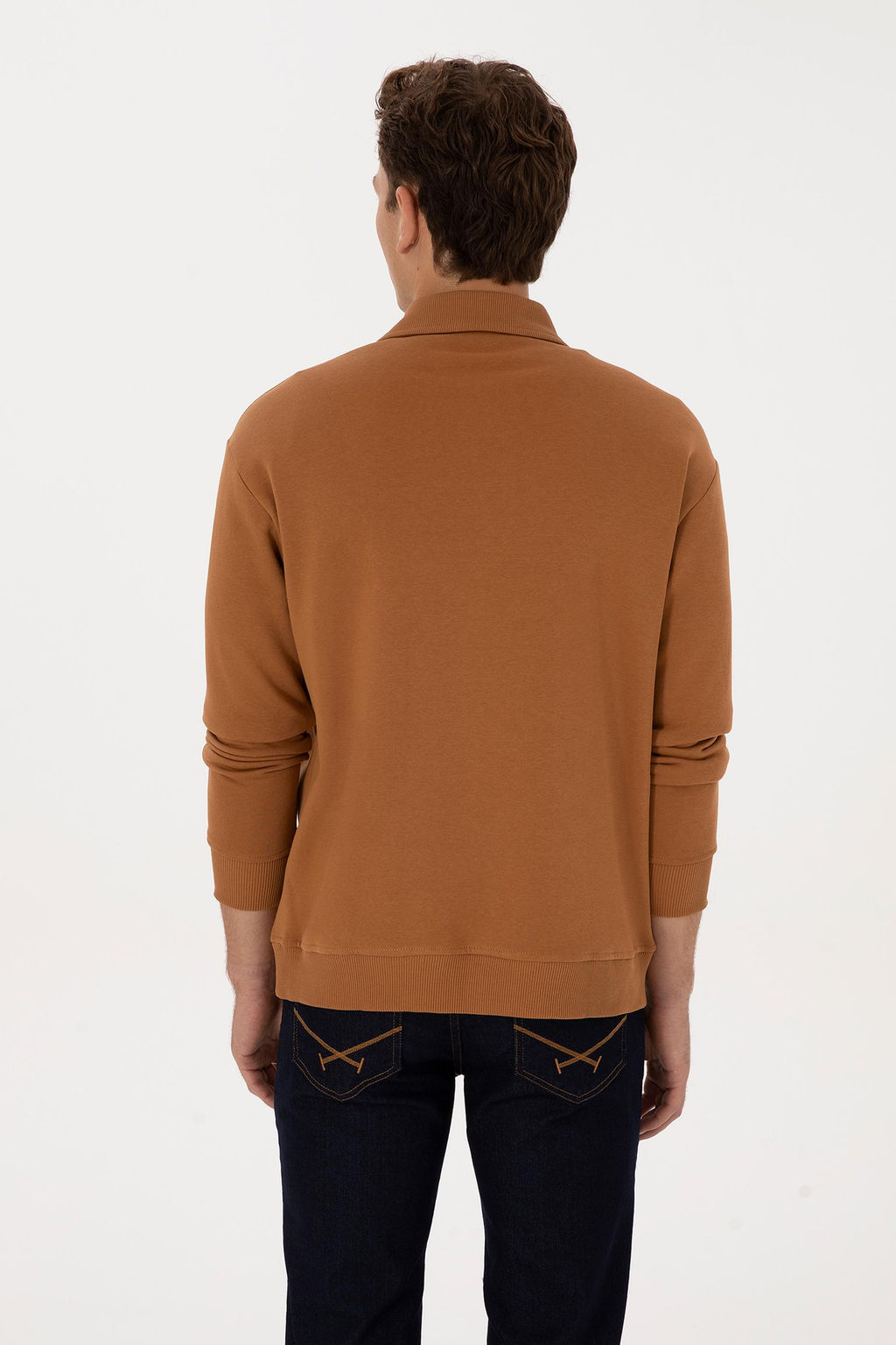 Erkek Regular Fit Yar_m Fermuarl_ Camel Basic Sweatshirt - U.s. polo assn фото 5