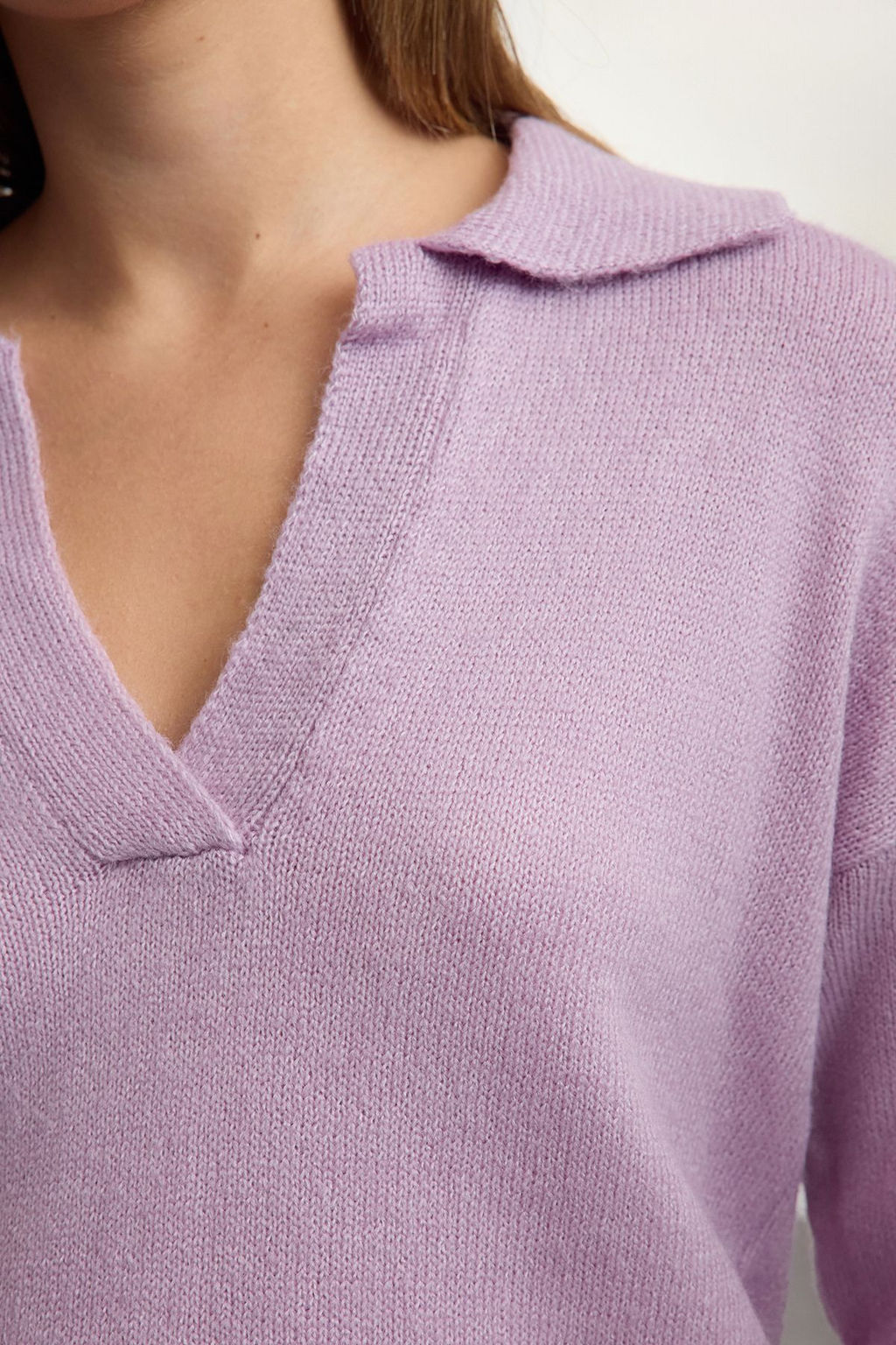 Lila Genis Kal?p Yumusak Dokulu Basic Triko Kazak TWOAW25KZ00023 - Trendyolmilla фото 4