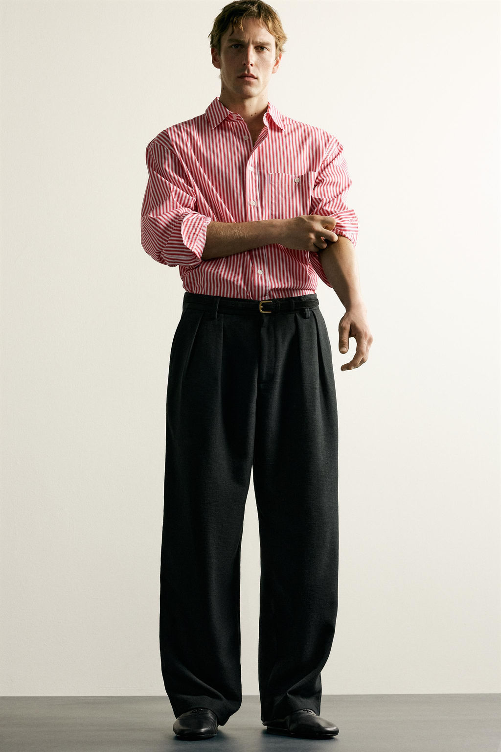 CAMISA BOXY FIT RAYAS / Blanco / Rojo - Zara фото 6