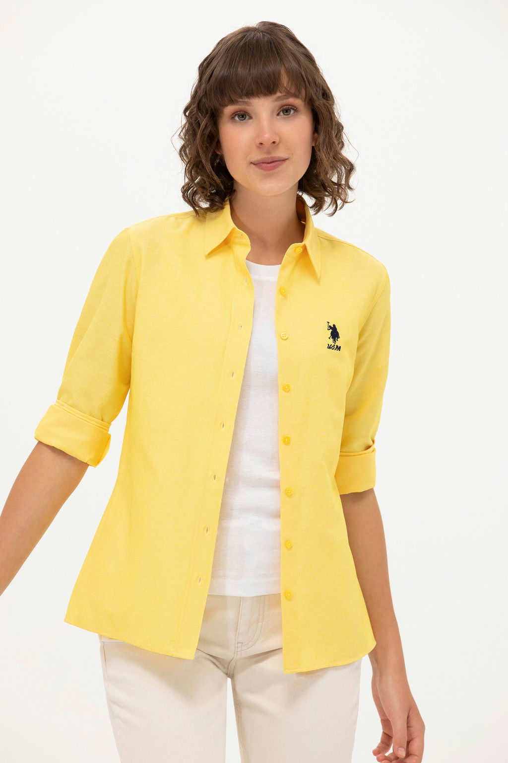 U. S. Polo Assn Женская желтая базовая рубашка с длинным рукавом - U.s. polo assn фото 10