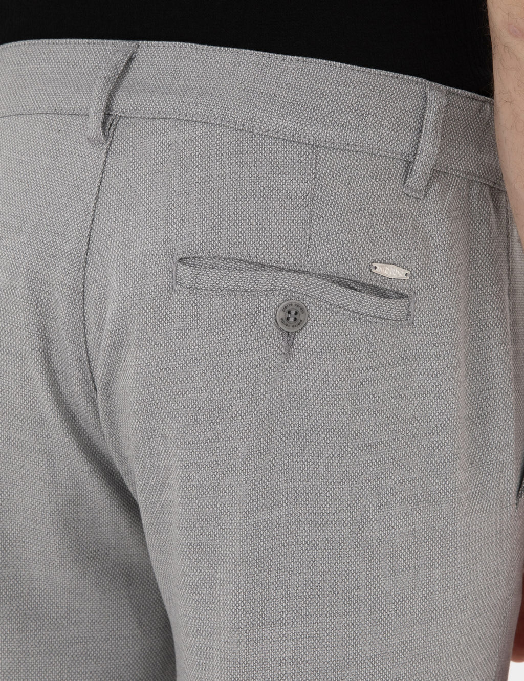 Gri Slim Fit Yazl_k Kanvas Pantolon