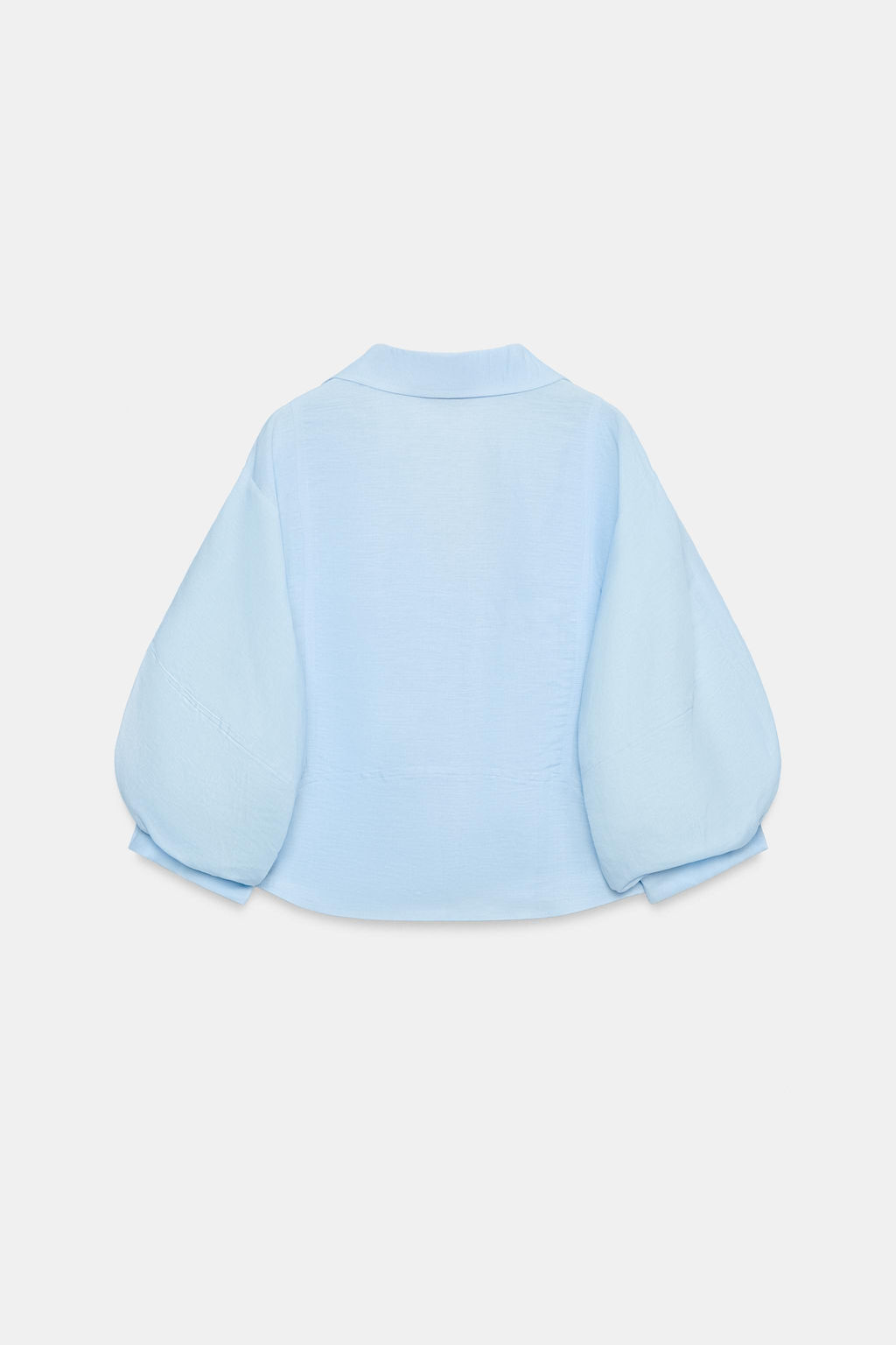 CAMISA MANGA ABULLONADA CON LINO / Celeste - Zara фото 6