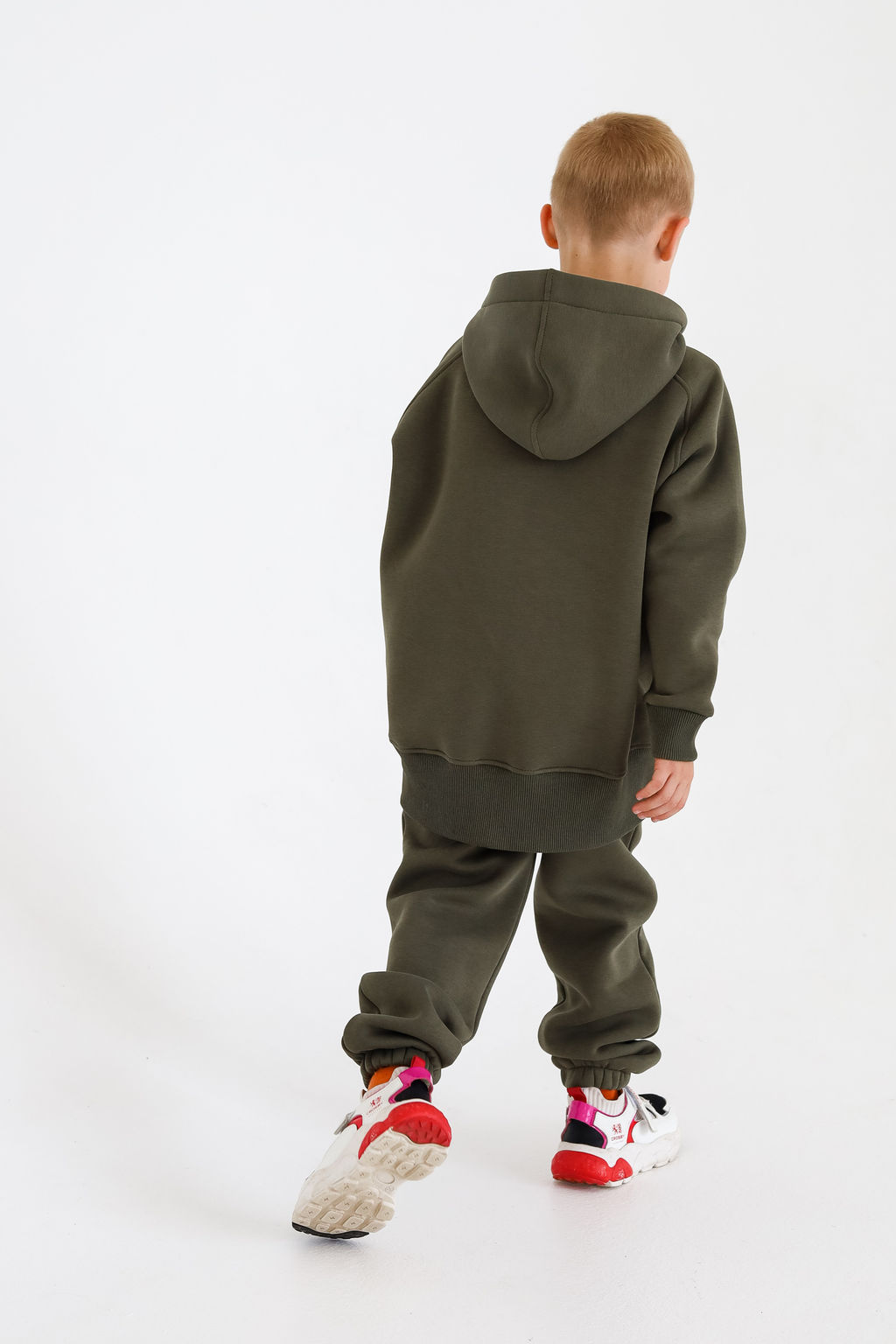 Худи удлиненное с начесом, хаки - Inzibe фото 4