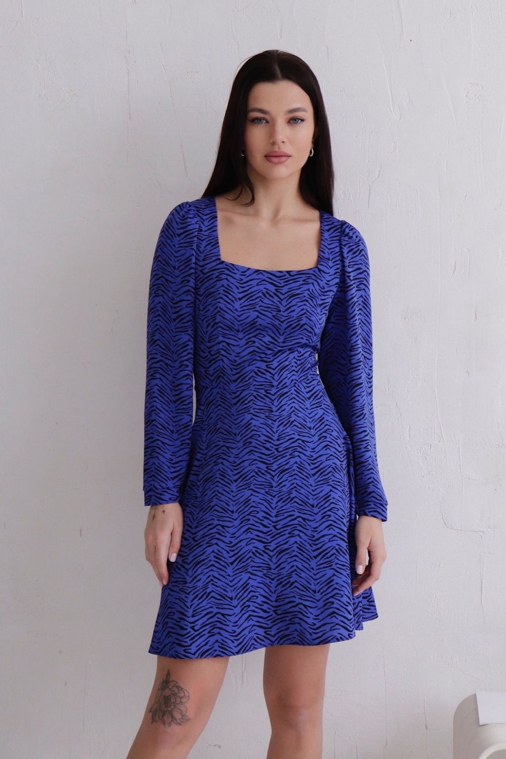 Платье с вырезом каре синее - Martichelli фото 17