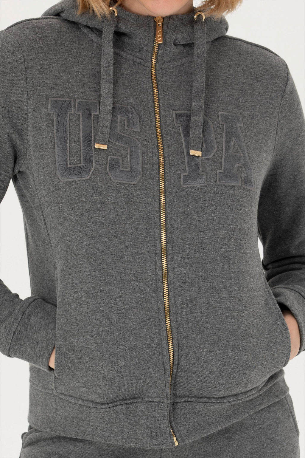Женская базовая толстовка с капюшоном антрацитового меланжа Неожиданная скидка в корзине - U.s. polo assn фото 6