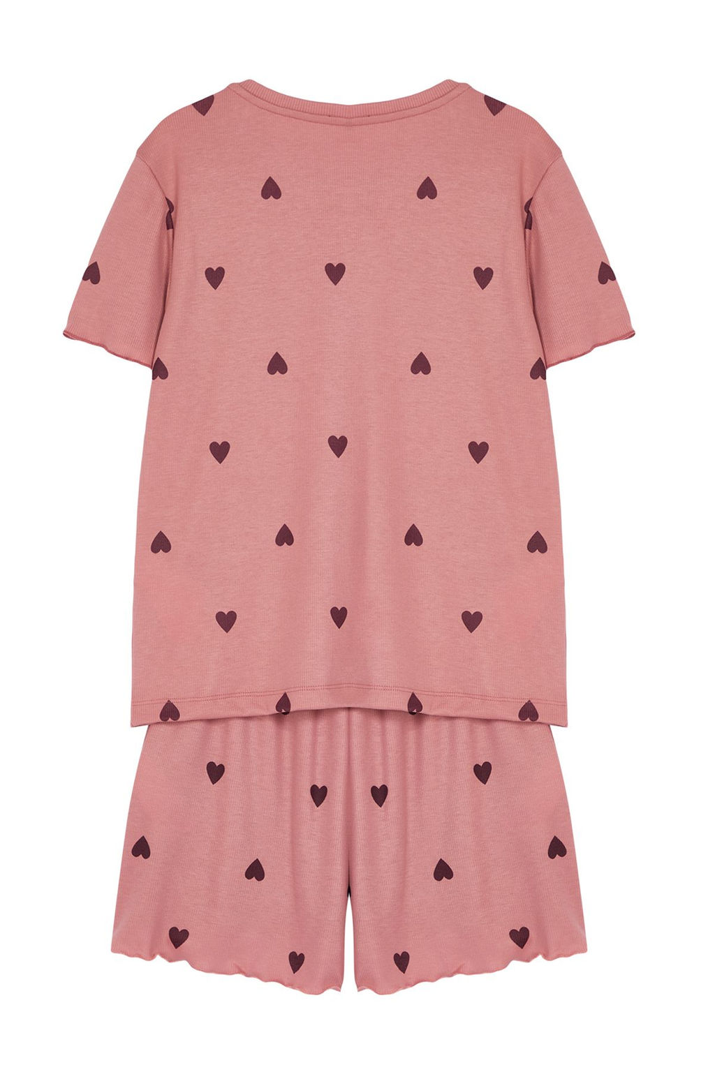 Trendyolmilla Gri Melanj Kalpli Slogan Bask?l? Lastikli Fitilli Sortlu Orme Pijama Tak?m? THMSS24PT00220  фото 35