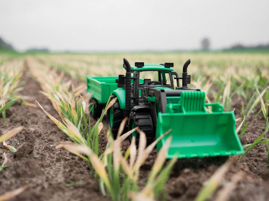 Трактор Прогресс с бортовым прицепом и ковшом инерционный (зелёный) (в коробке) - Полесье фото 20