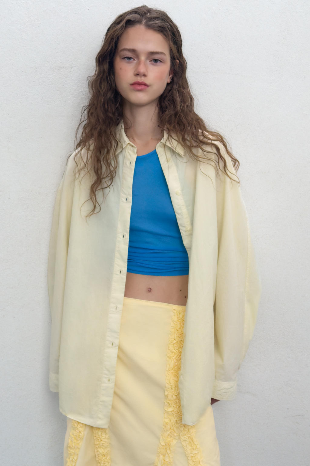 CAMISA OVERSIZE POPEL?N / Amarillo claro - Zara фото 13