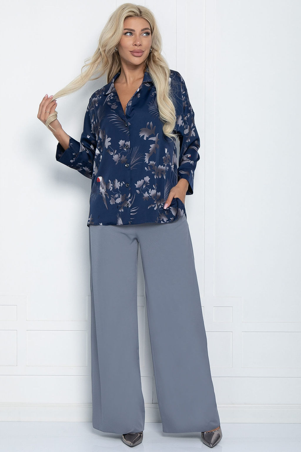 Костюм Осенний шик (синий птицы) К10939 - Lt collection фото 4