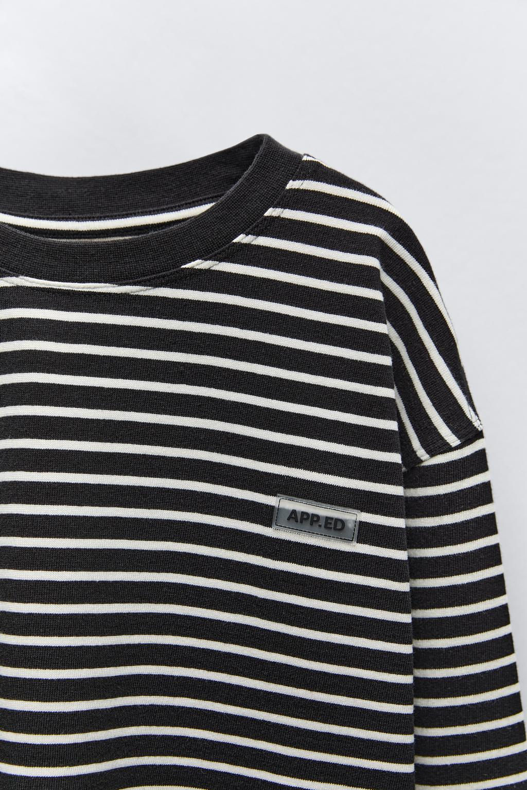 STRIPED HEAVY JERSEY T-SHIRT - Zara фото 6