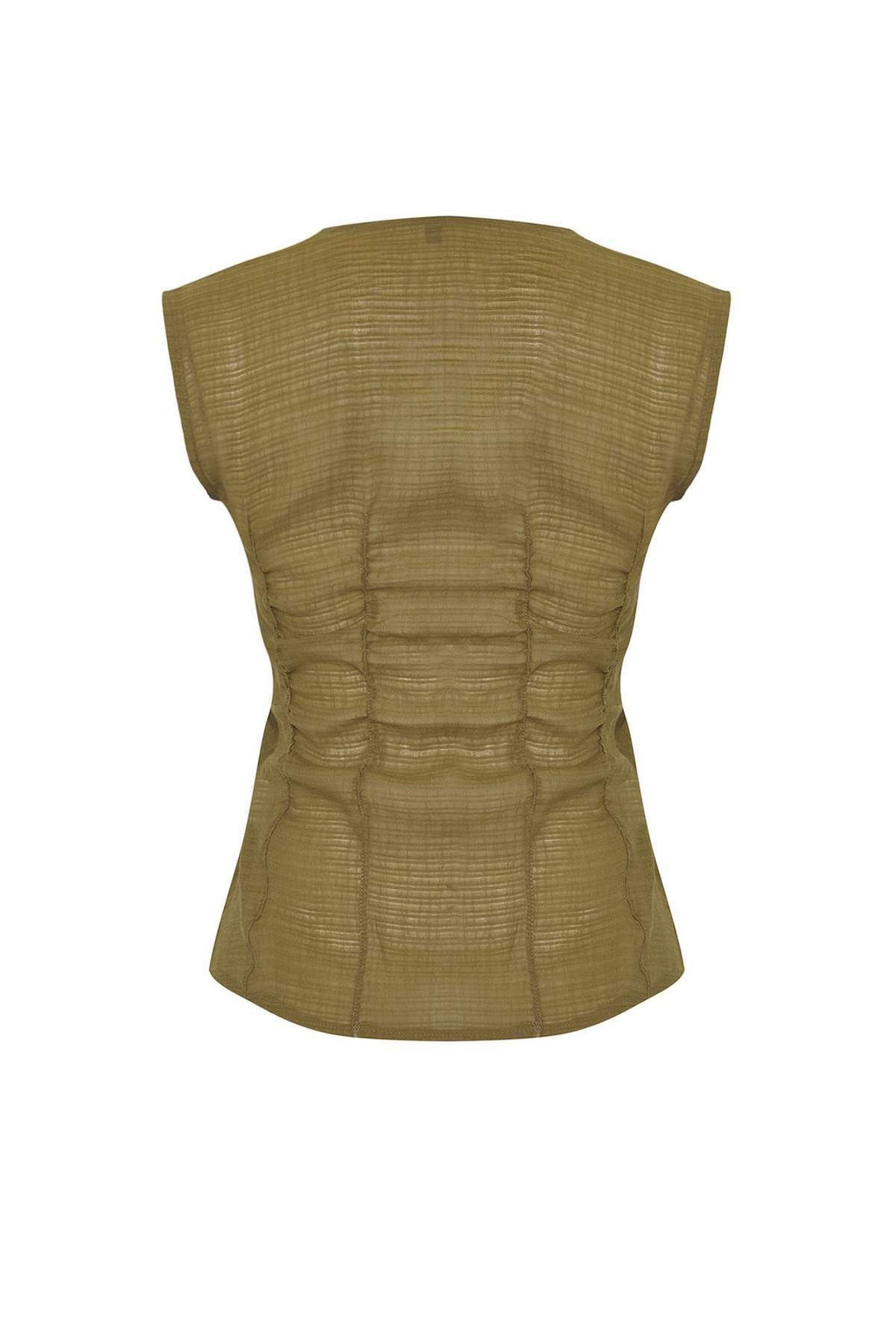 Trendyolmilla Haki Transparan C?tc?tl? Fitted Kolsuz Dokuma Bluz TWOSS25BZ00554  фото 6